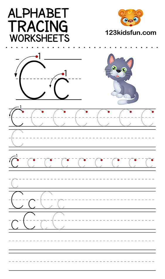 Alphabet Tracing Worksheets A Z Free Printable For Kids 123 Kids Fun