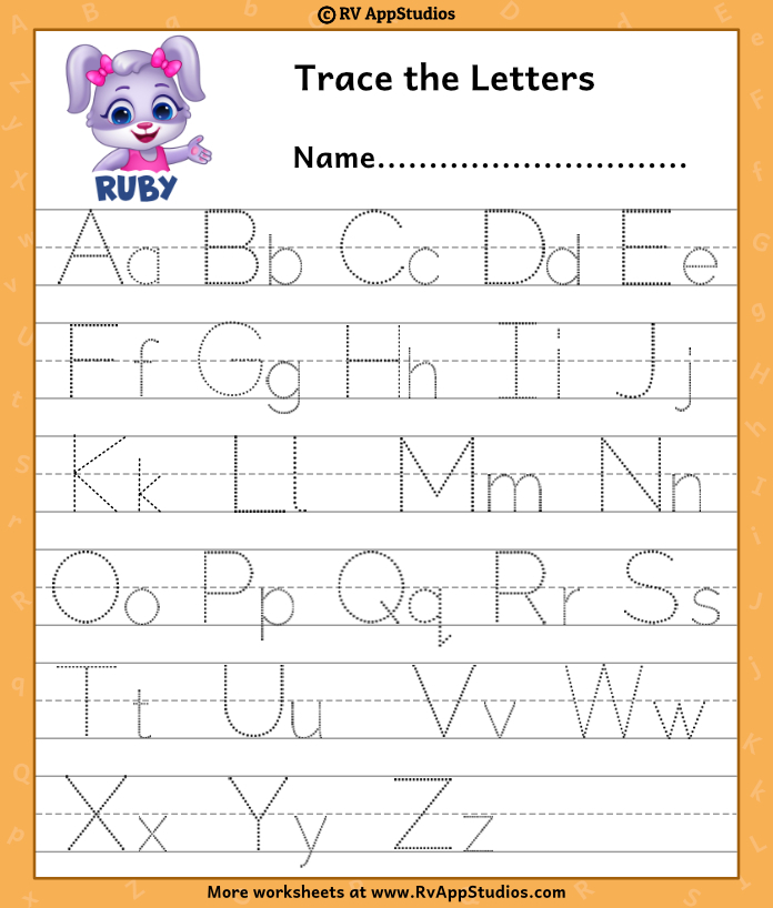 Alphabet Tracing Worksheets For Kindergarten Printable Kindergarten 