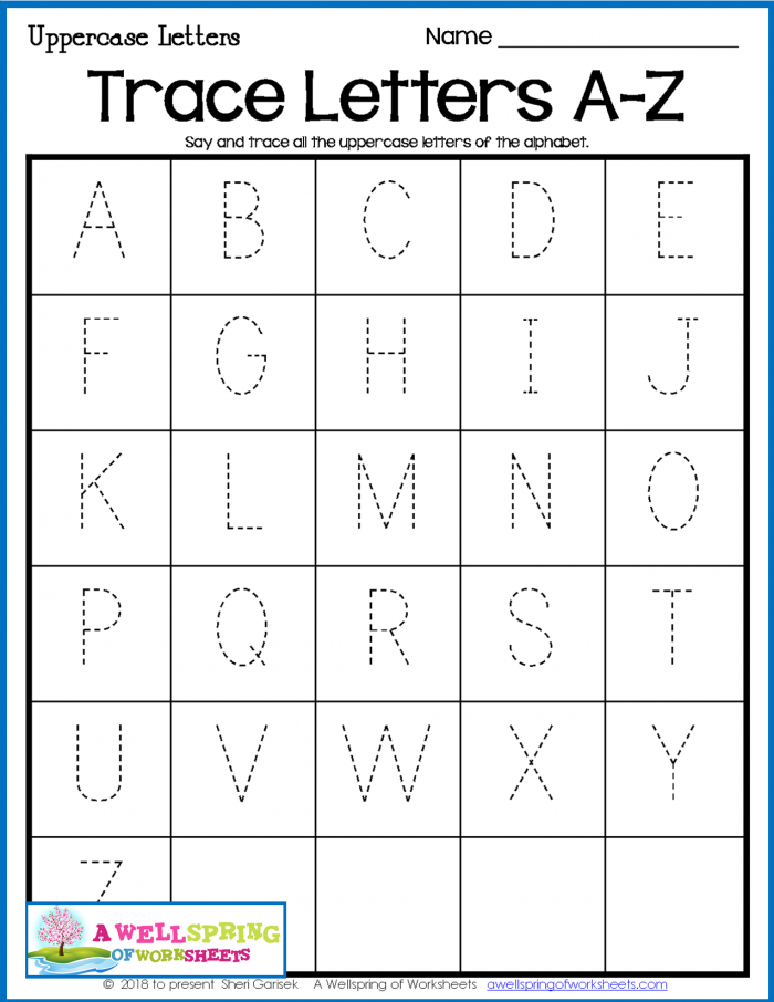 Alphabet Tracing Worksheets For Kindergarten Printable Kindergarten