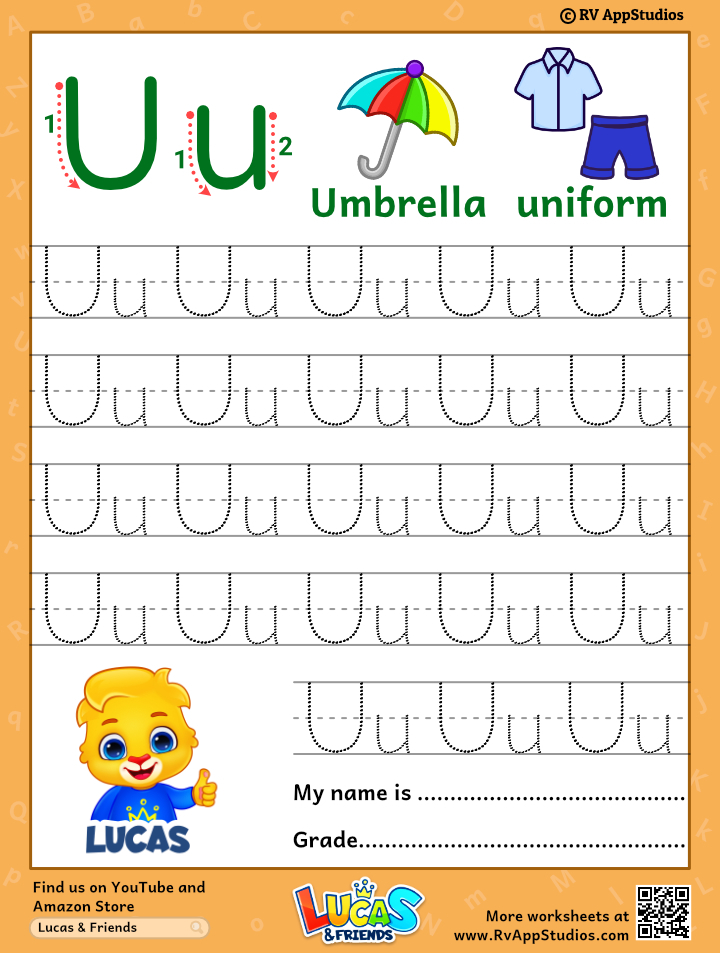 Alphabet Uu Letter Printable Letter Uu Tracing Worksheets