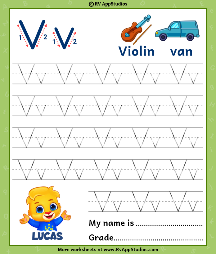 Alphabet Vv Letter Printable Letter Vv Tracing Worksheets