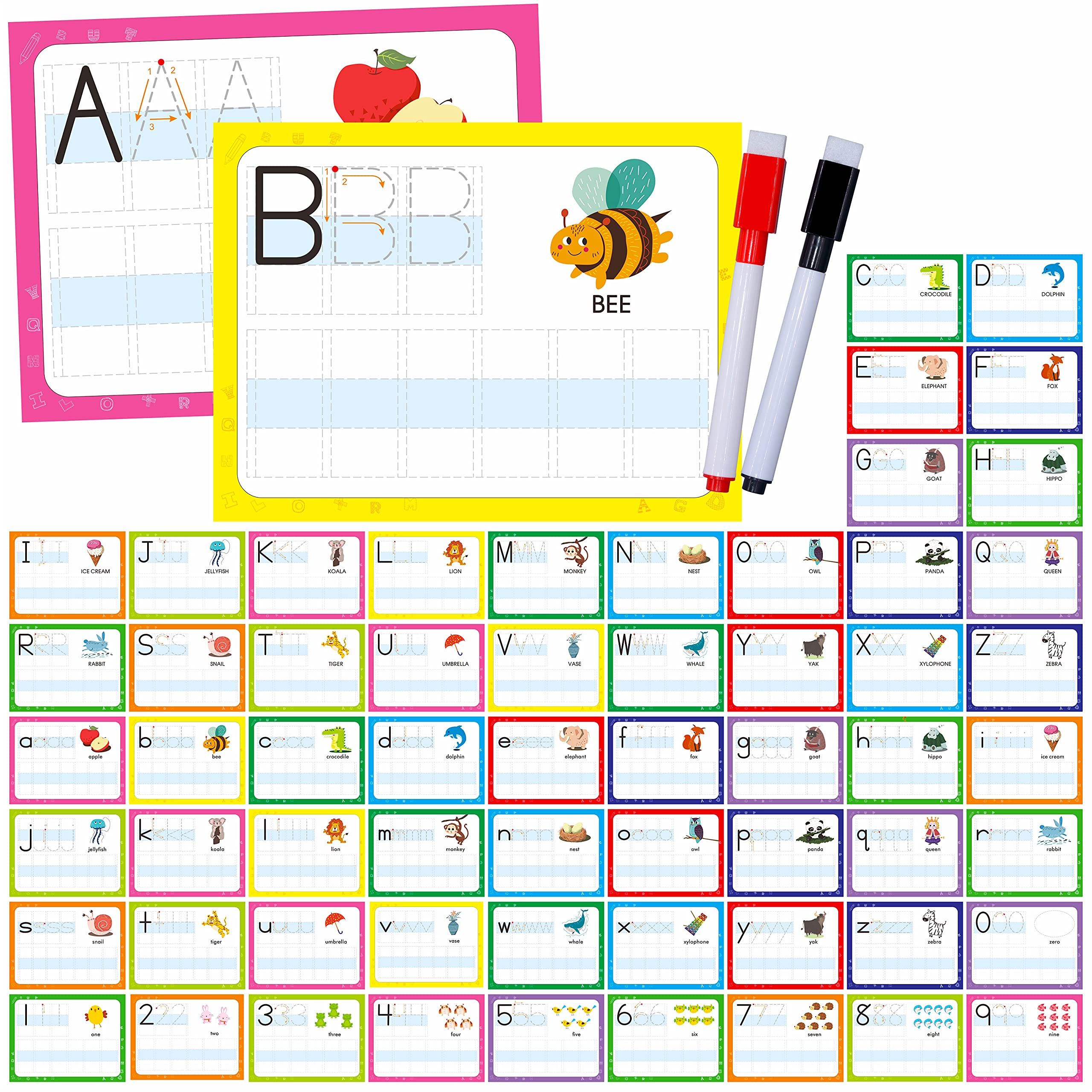 Buy Alphabet And Numbers Handwriting Flashcards Dry Erase Double Sided 