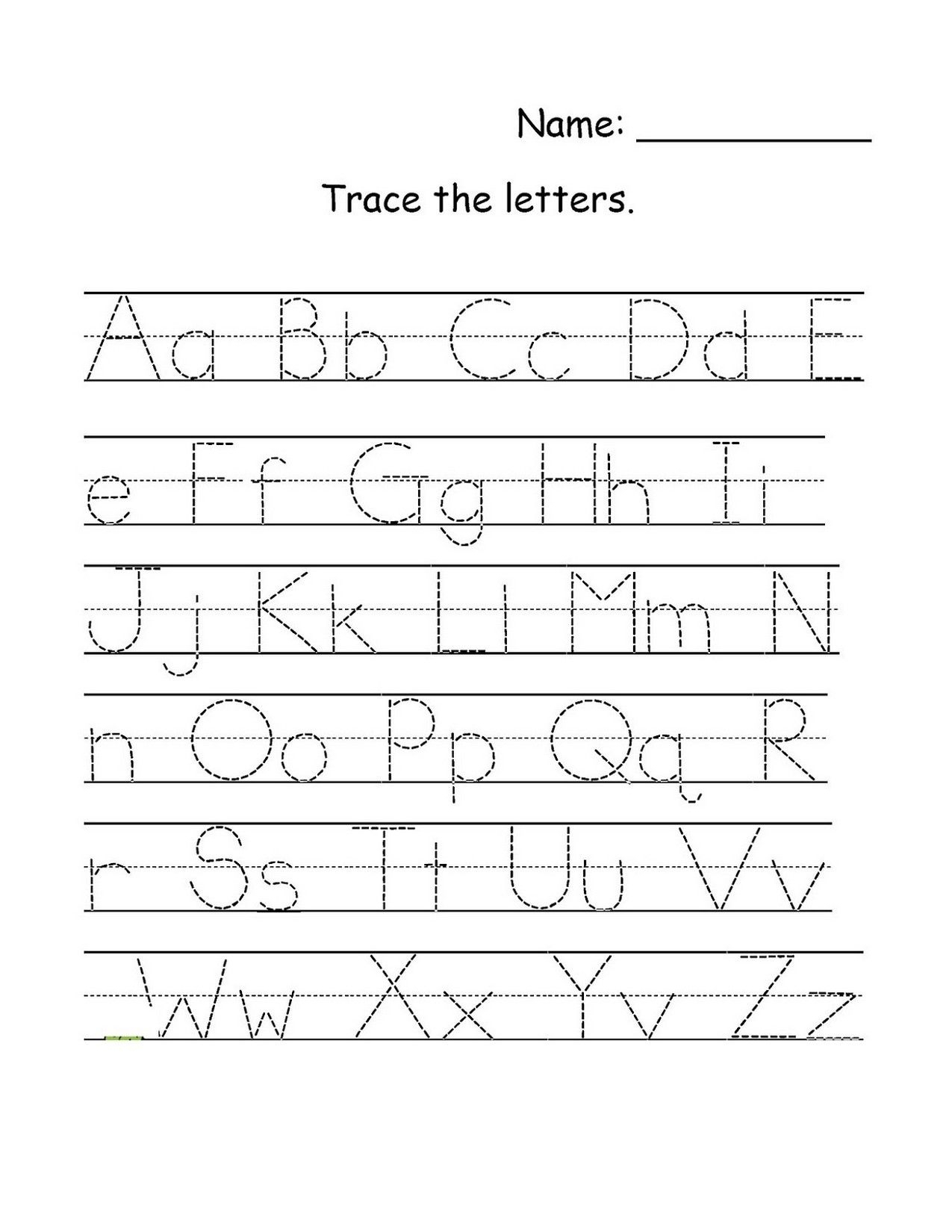 Capital And Lowercase Letters Tracing Worksheets 