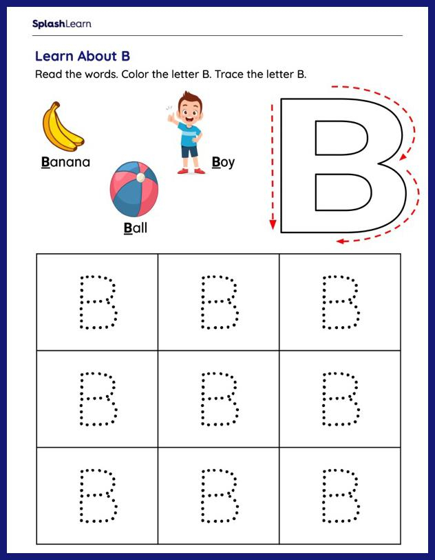 Capital Letter B Tracing Worksheet Trace Uppercase Letter B Uppercase 