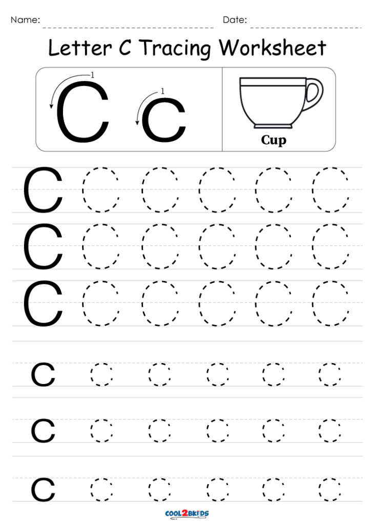 Capital Letter C Tracing Worksheet Trace Uppercase Letter C Capital 