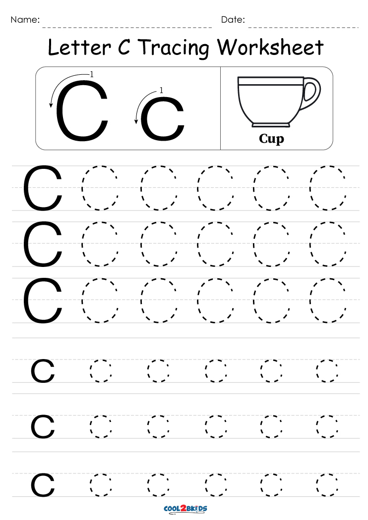 Capital Letter C Tracing Worksheet Trace Uppercase Letter C Capital 