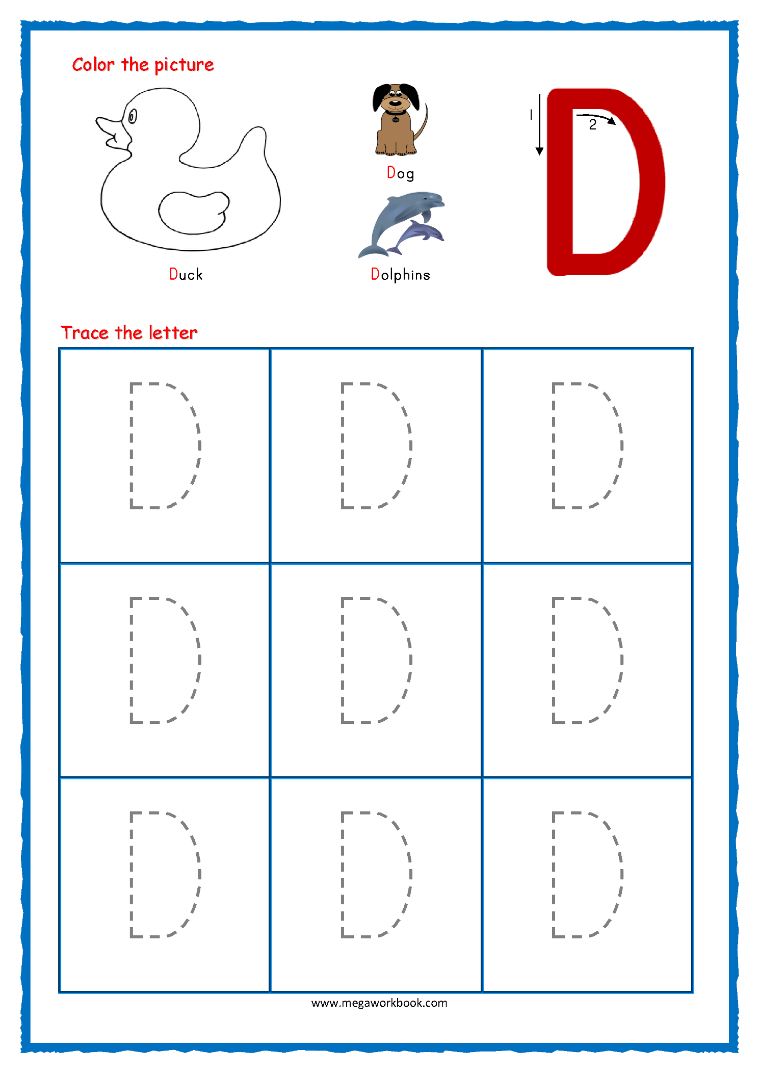 Capital Letter D Tracing Worksheets