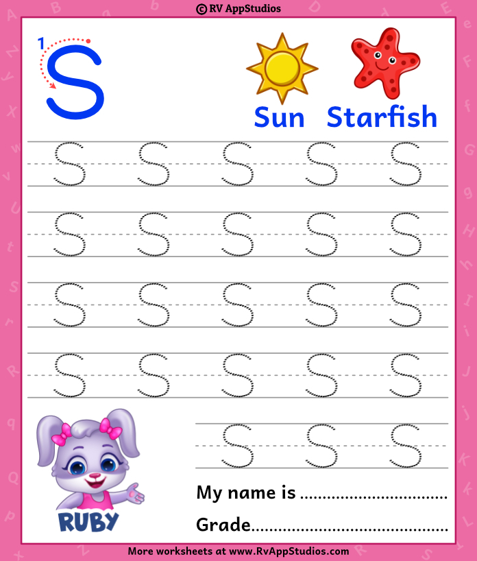 Capital Letter S Tracing Worksheet Trace Uppercase Letter S