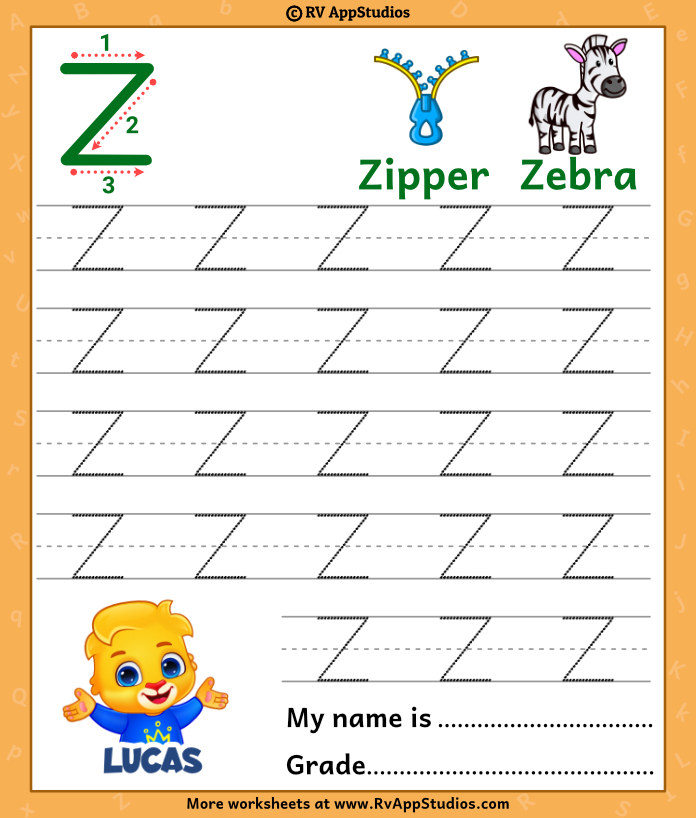 Capital Letter Z Tracing Worksheet Trace Uppercase Letter Z