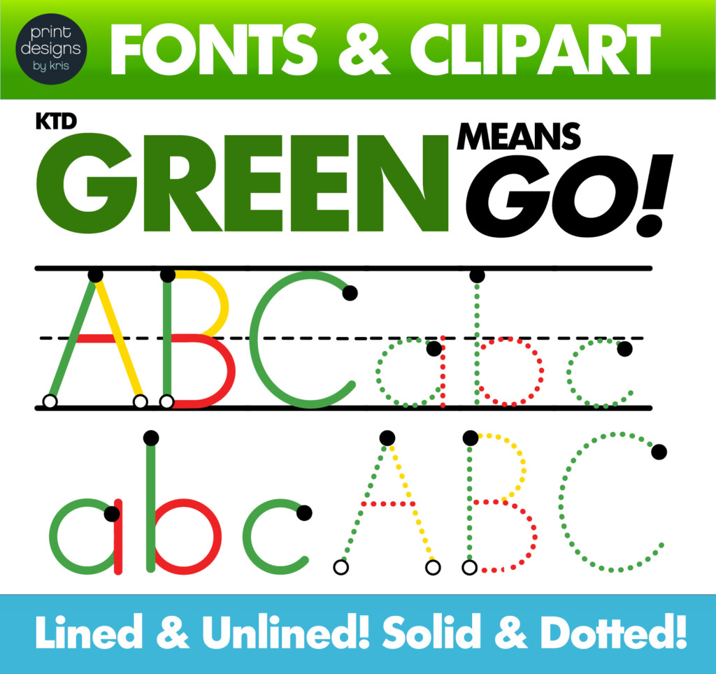 Color Tracing Font Letter Formation Green Means Go Font Clipart 