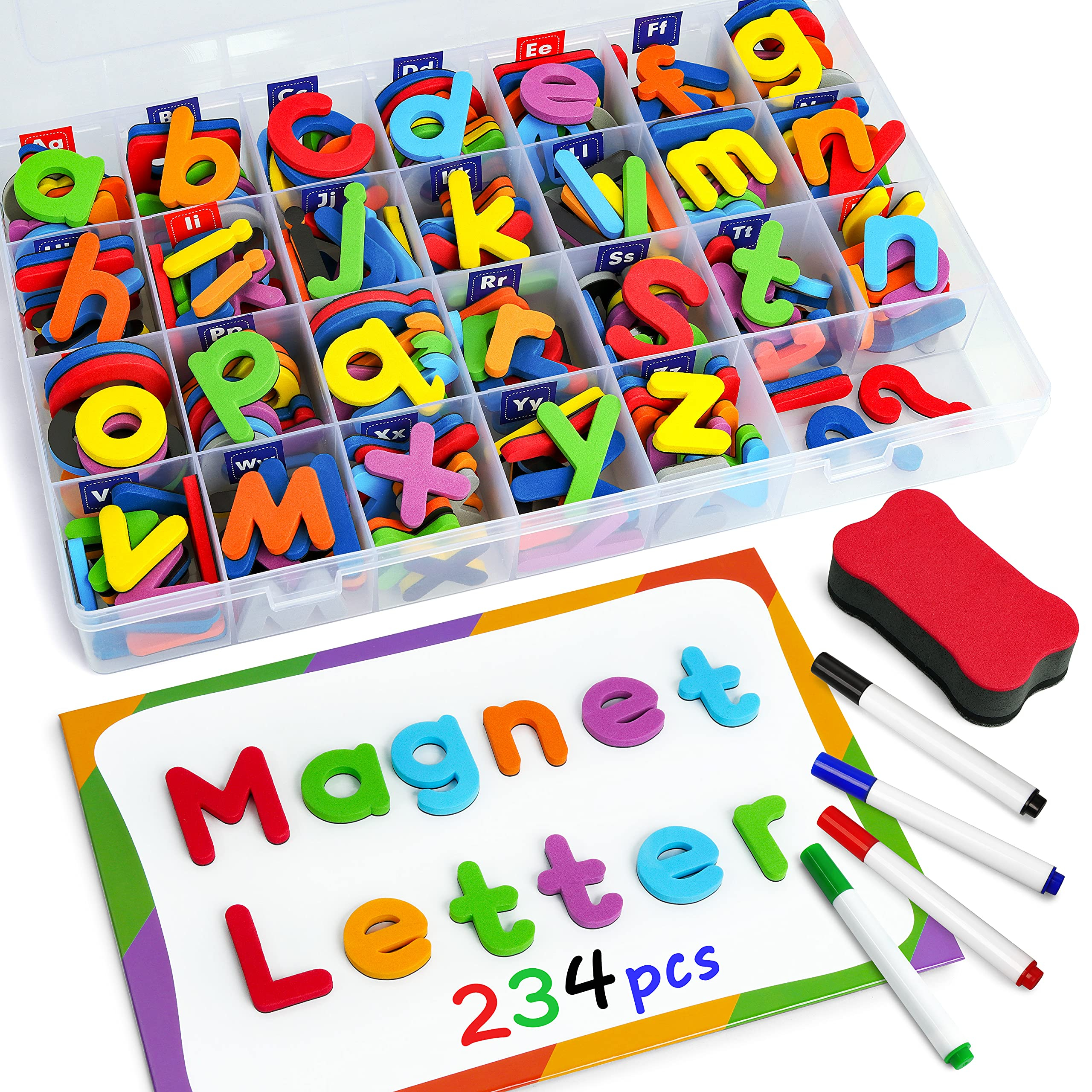 Coogam Magnetic Letters 234 Pcs Uppercase Lowercase Foam Alphabet ABC 