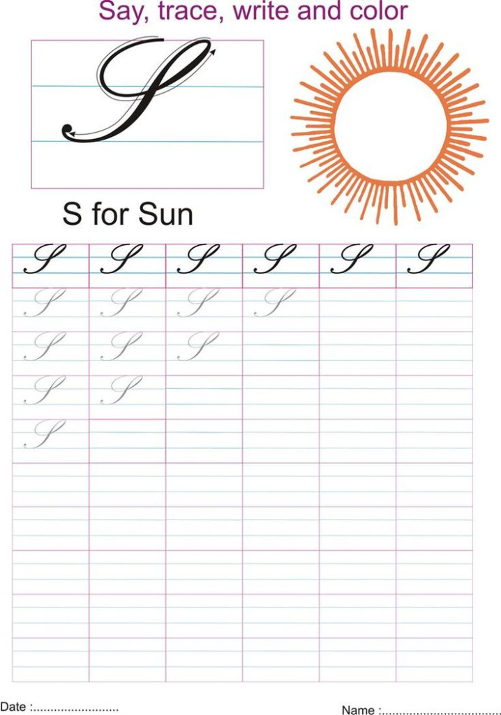 Cursive Captial Letter S Worksheet In 2020 Cursive Handwriting 