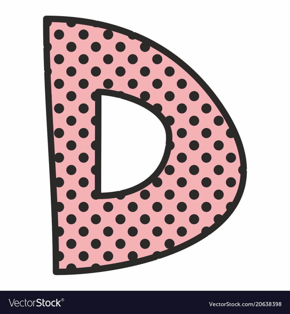 D Alphabet Letter With Black Polka Dots On Pink Vector Image