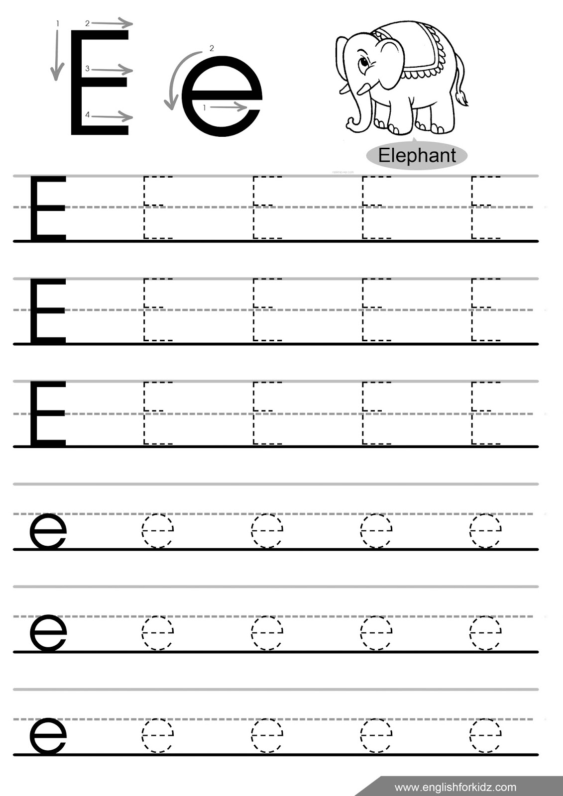 E Tracing Worksheet Paringin st2