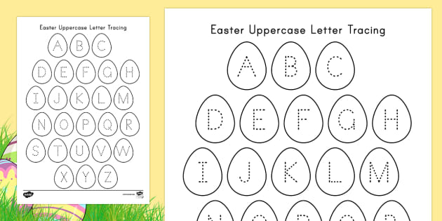 Easter Uppercase Alphabet Tracing Worksheet Activity Sheet