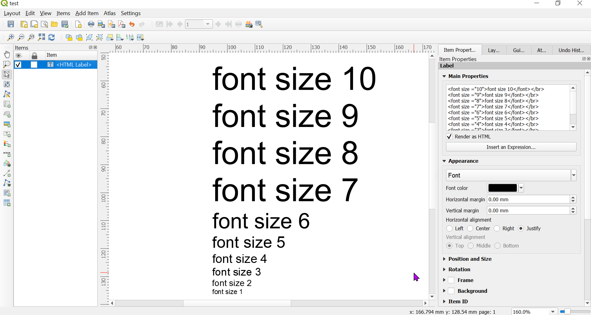 El Tama o De Fuente En HTML En El Compositor De Impresi n De QGIS Solo 