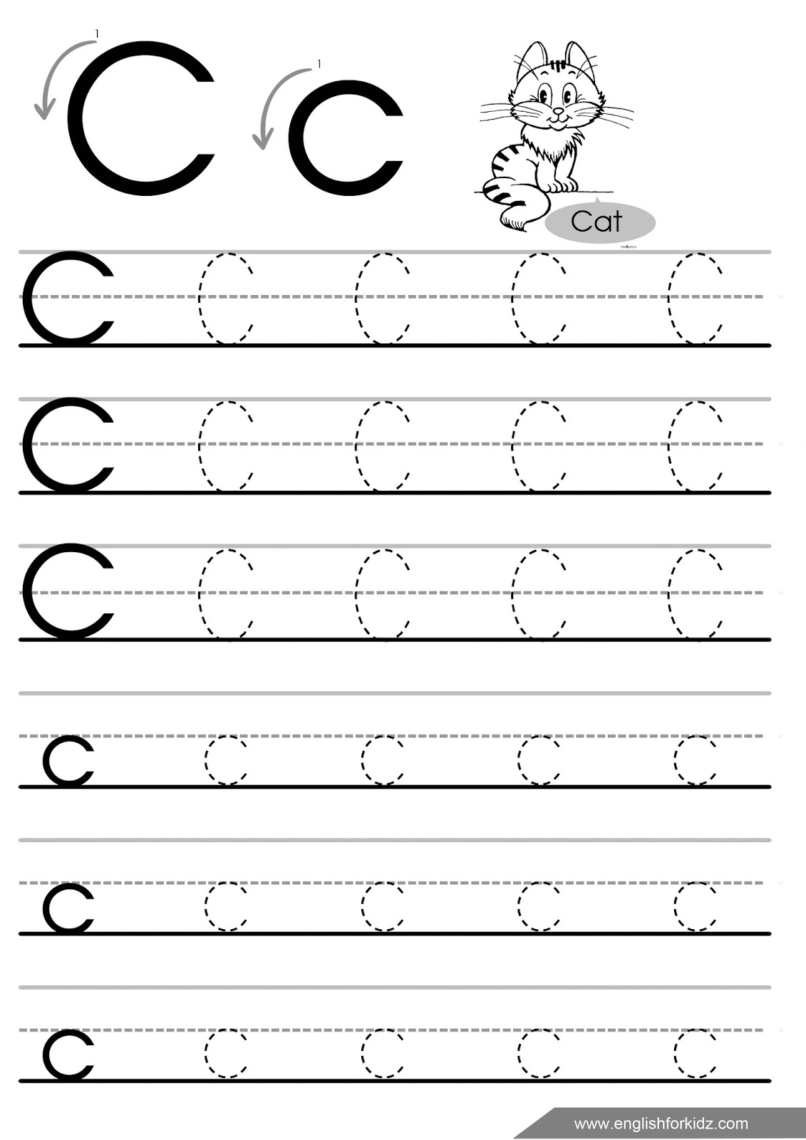 English For Kids Step By Step Letter C Worksheets Flash Cards