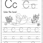 Free Letter C Tracing Worksheets Printable Mermaid Themed Sly Spoon