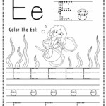 Free Letter E Tracing Worksheet Printable Mermaid Themed Sly Spoon