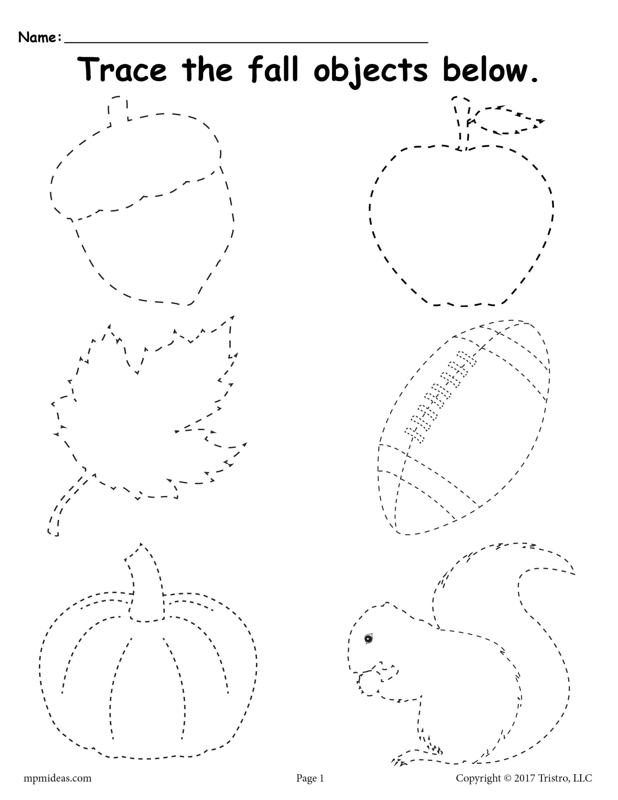 FREE Printable Fall Tracing Worksheet Fall Preschool Activities 