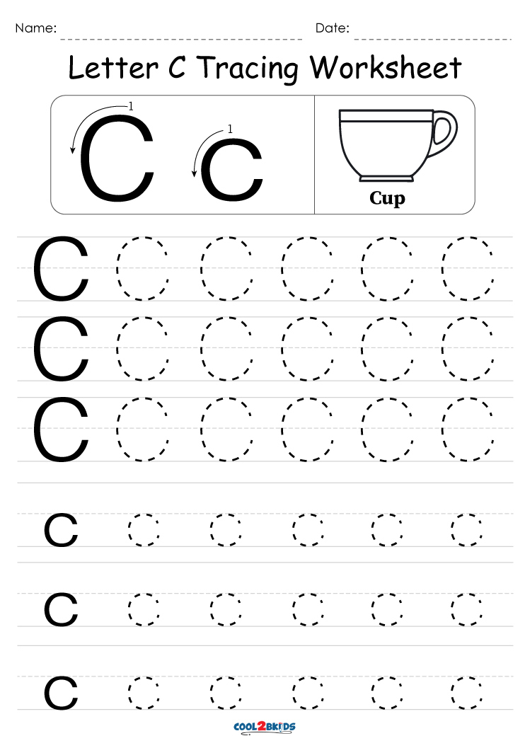 Free Printable Letter C Tracing Worksheets