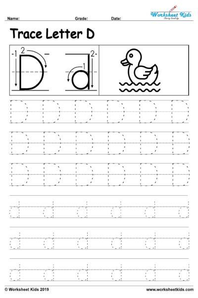 Free Printable Letter D Alphabet Tracing Worksheets Activity With Image 