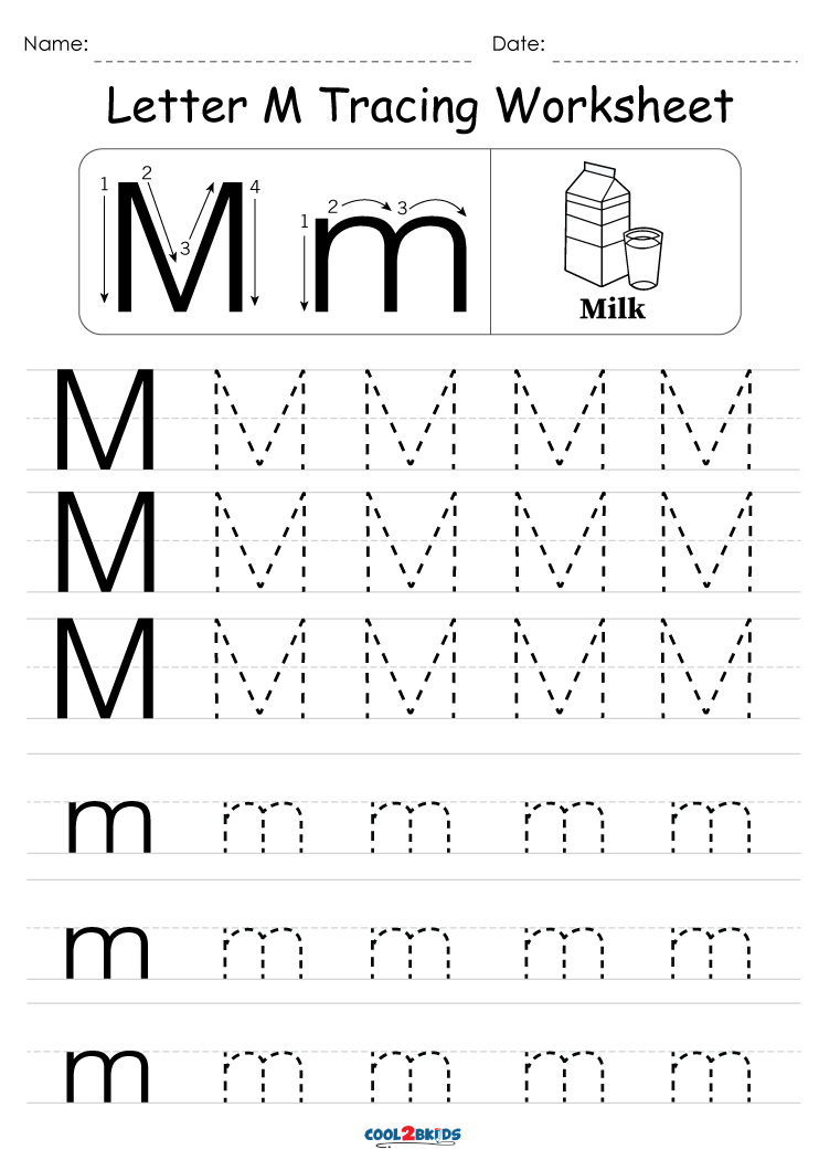 Free Printable Letter M Tracing Worksheets