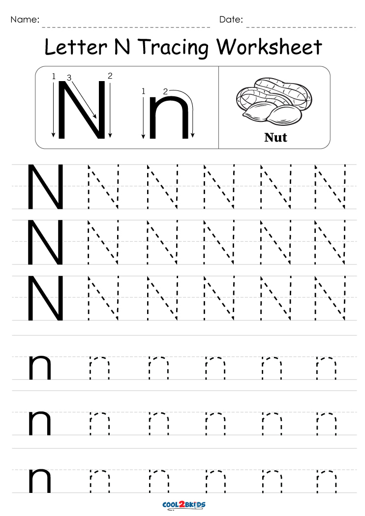 Free Printable Letter N Tracing Worksheets