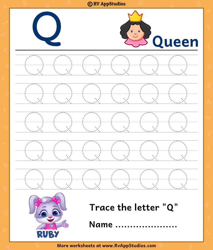 Free Printable Worksheet For Kids Trace Uppercase Letter Q