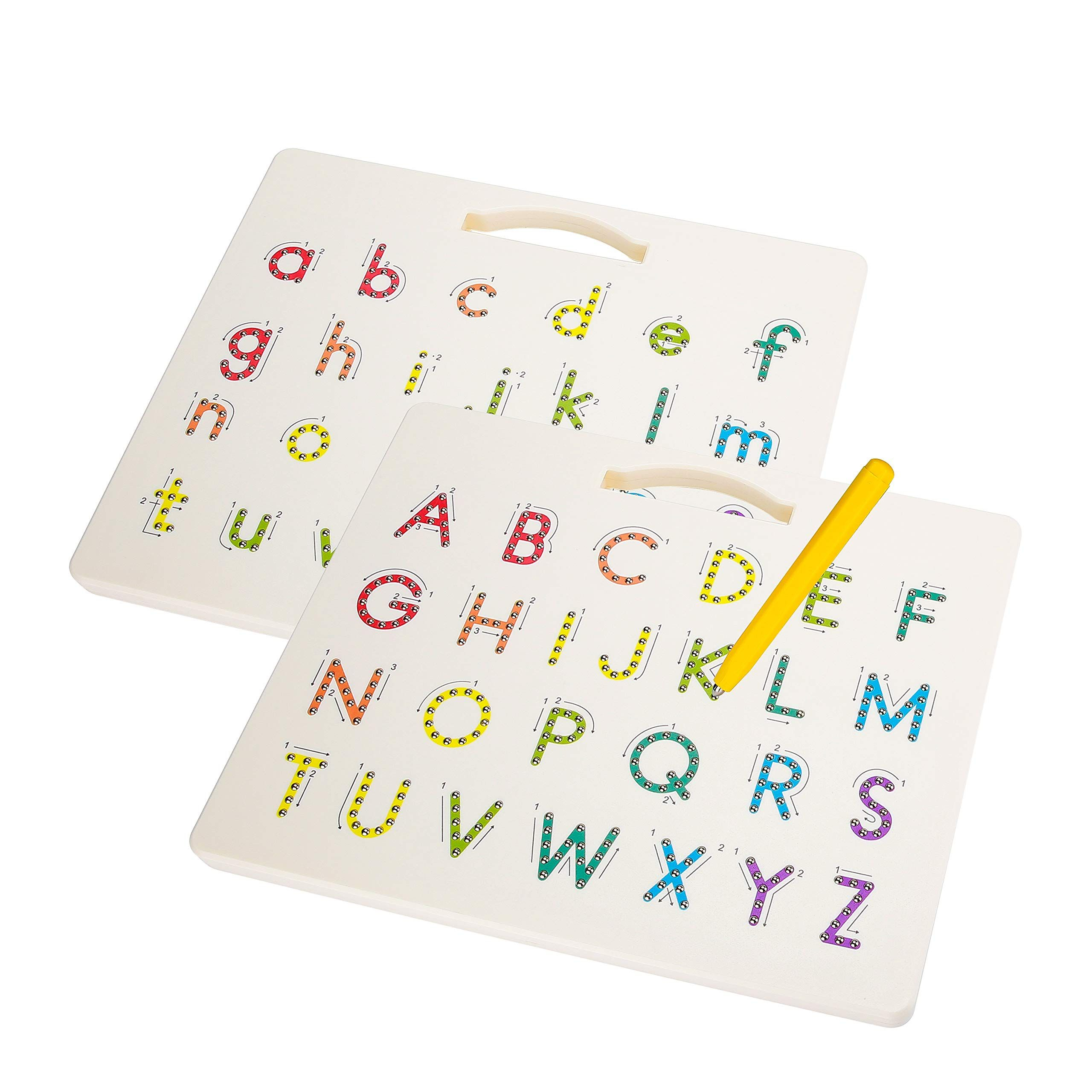 Hautton Magnetic Letters Board 2 In 1 Alphabet Letter Tracing Board 