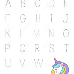 Learning Alphabet Tracing Letters Cute Cartoon Unicorn Stock Vector