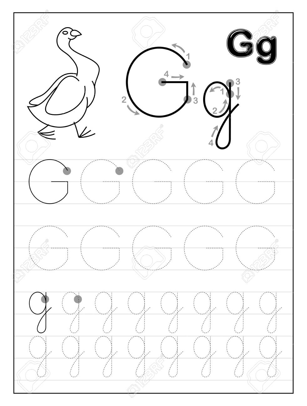 Letter G Tracing Worksheets