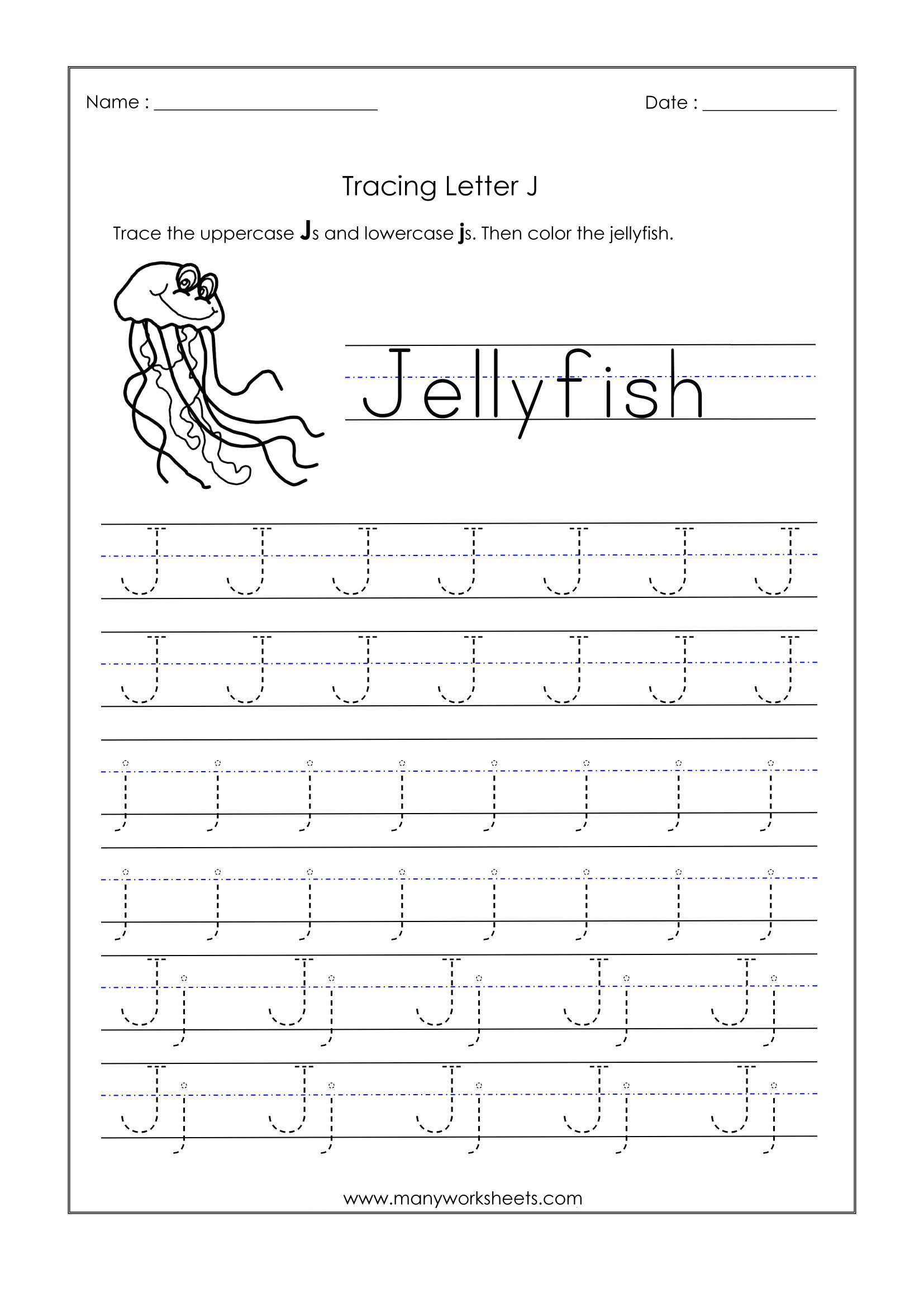 Letter J Worksheets Easy Alphabetworksheetsfreecom Letter J 