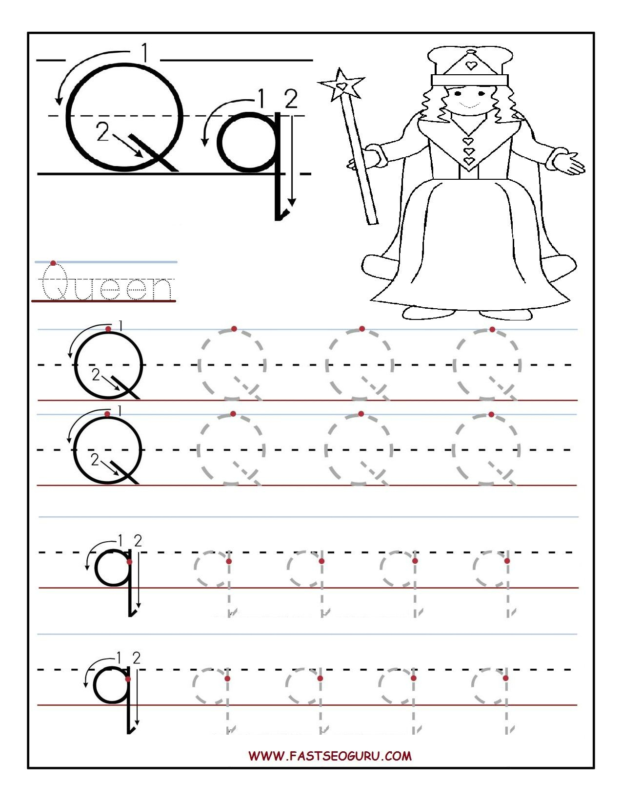 Letter Q Tracing Worksheet Dot To Dot Name Tracing Website