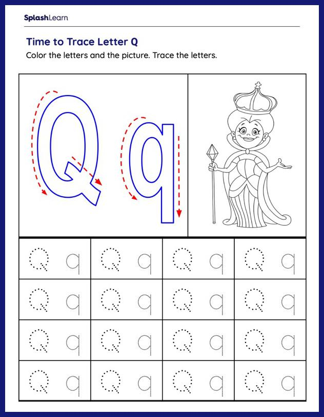 Letter Q Tracing Worksheets For Kids Online SplashLearn