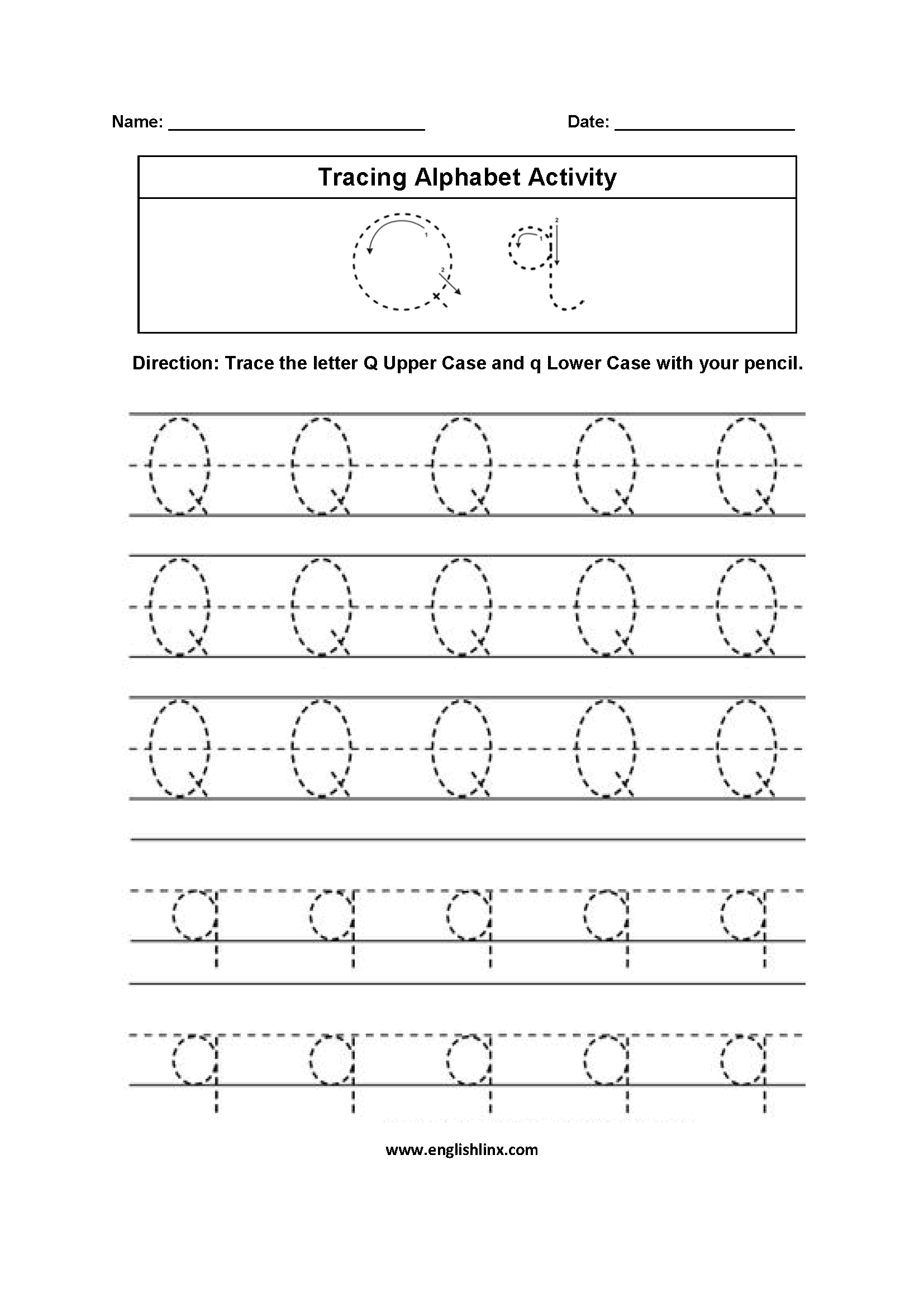 Letter Q Worksheet Tracing Name Tracing Generator Free