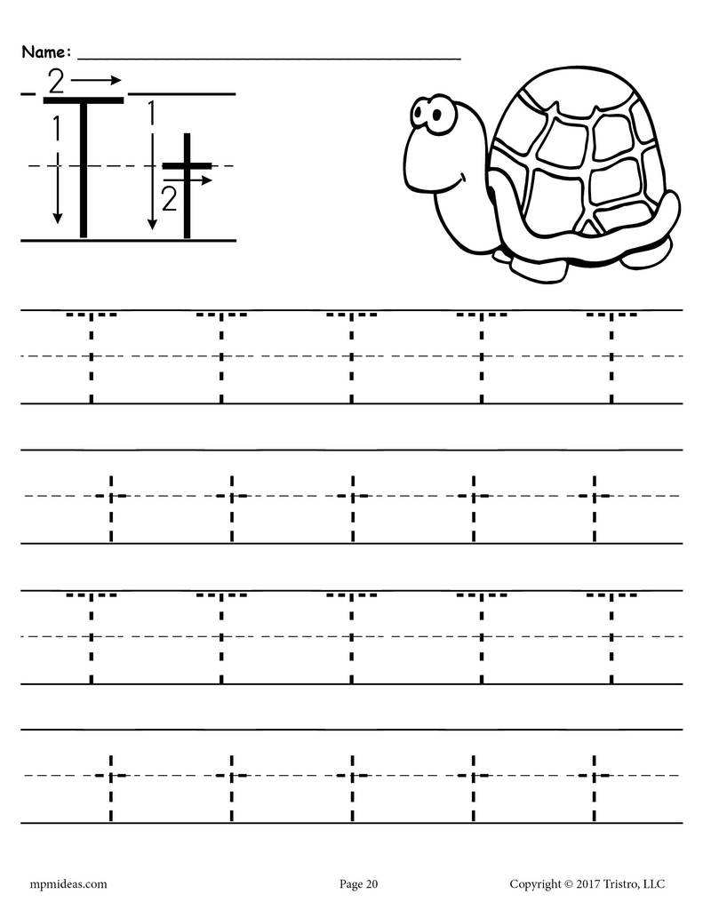 Letter T Writing And Coloring Sheet Free Tracing Letter T Worksheet 