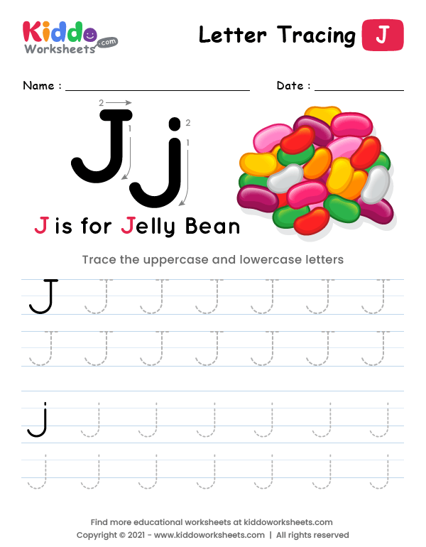 Letter Tracing Alphabet J Kiddoworksheets