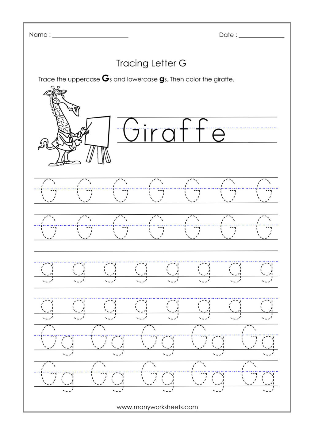 Letter Tracing G Worksheets Dot To Dot Name Tracing Website