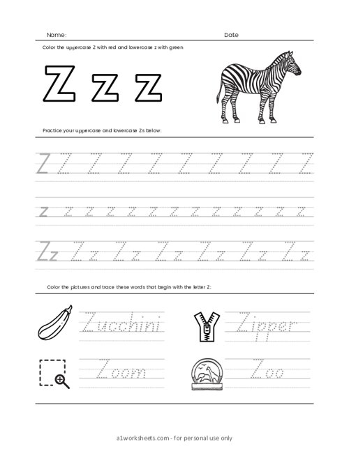 Letter Tracing Worksheets Letters U Z Alphabet Tracing Activities For 
