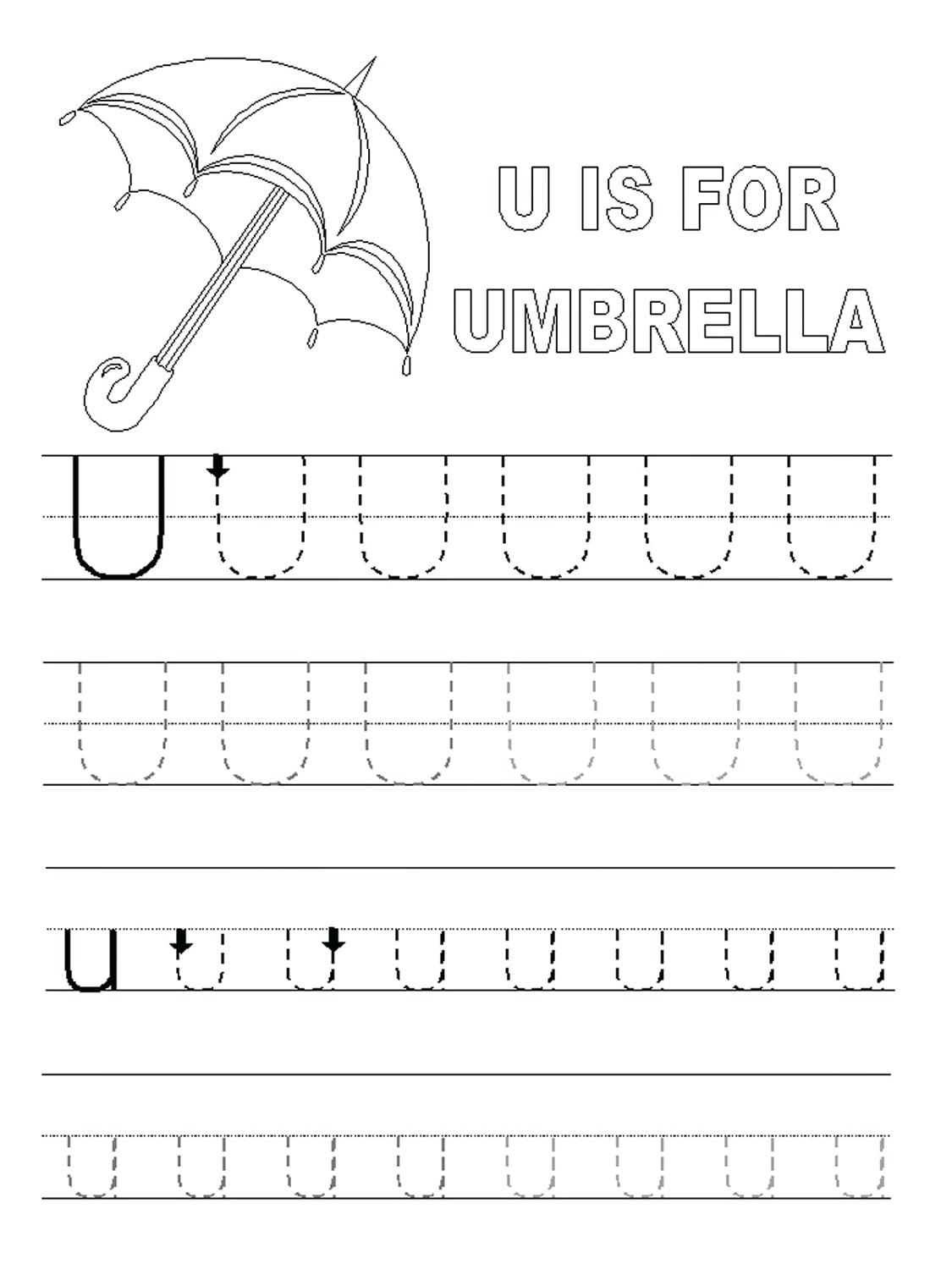 Letter U Tracing Worksheet For 3 Years Old Dot To Dot Name Tracing 