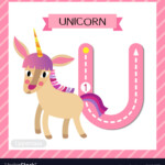 Letter U Uppercase Tracing Unicorn Royalty Free Vector Image