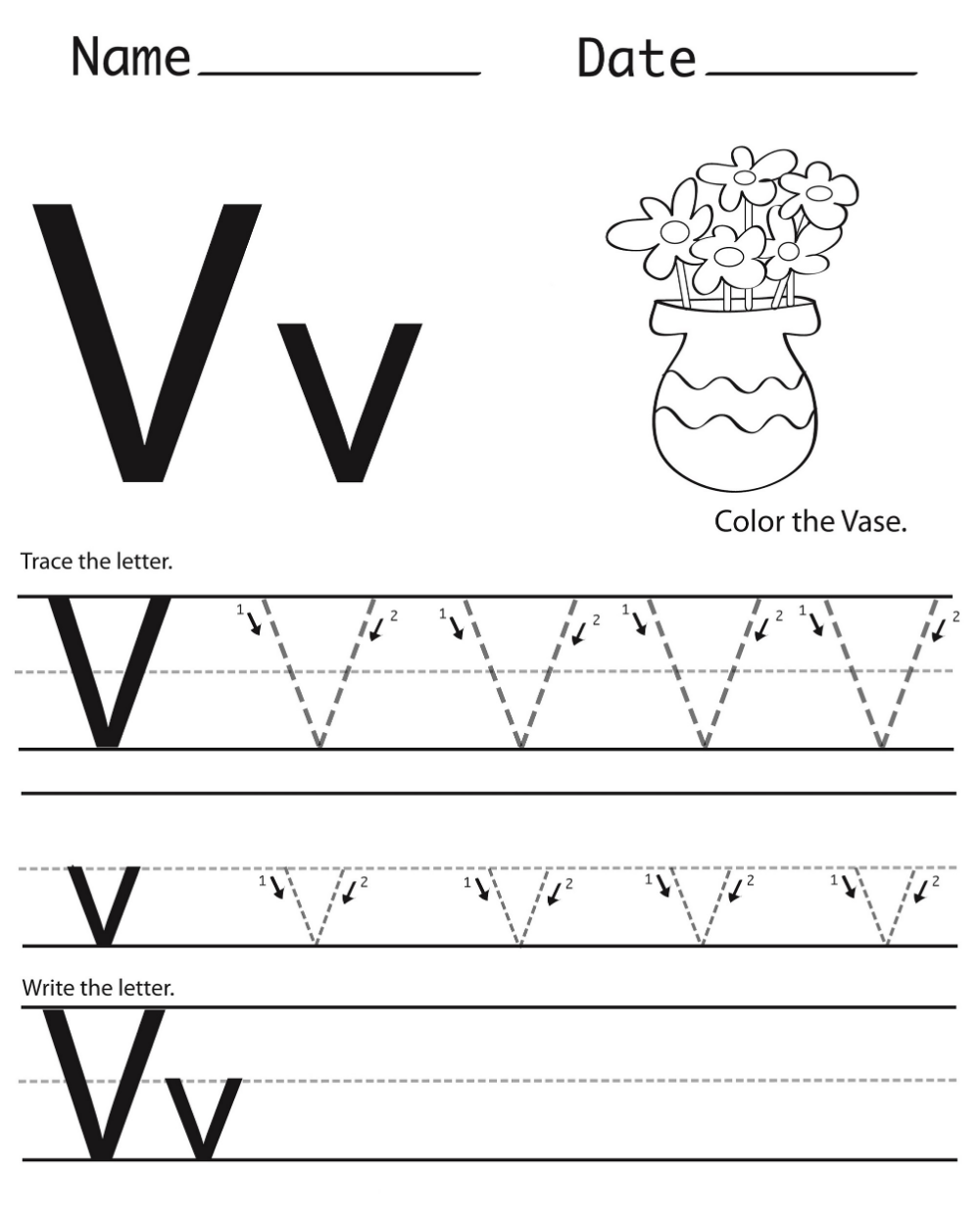 Letter V Tracing Worksheets For Preschool Dot To Dot Name Tracing Website