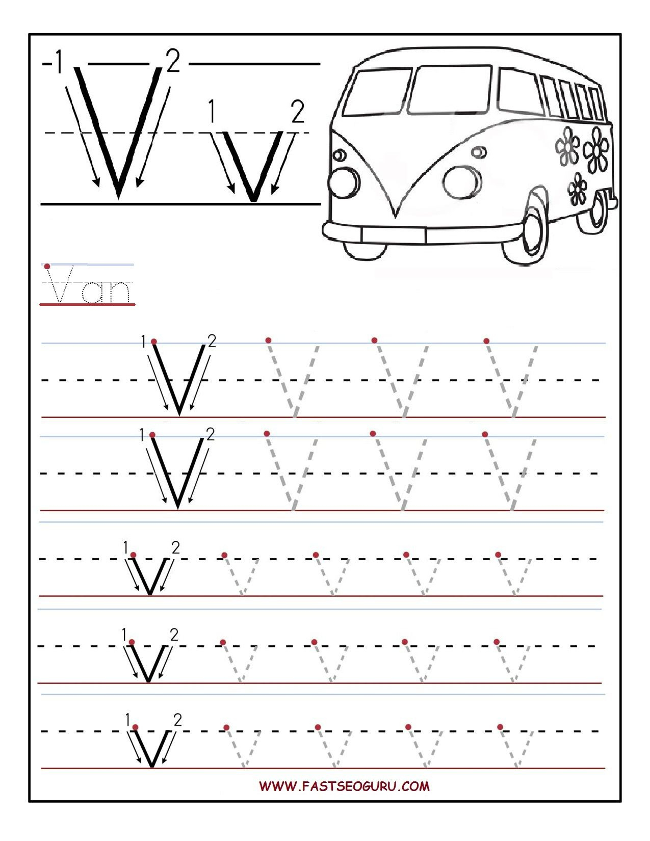 Letter V Worksheet Tracing Dot To Dot Name Tracing Website