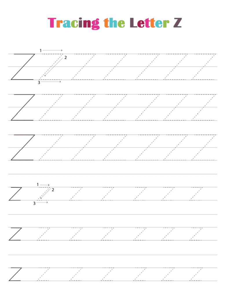 Letter Z Alphabet Tracing Worksheets Free Printable Pdf Alphabet 