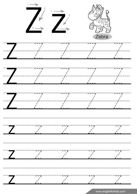 Letter Z Tracing Worksheet Handwriting Practice Worksheet Tracing 