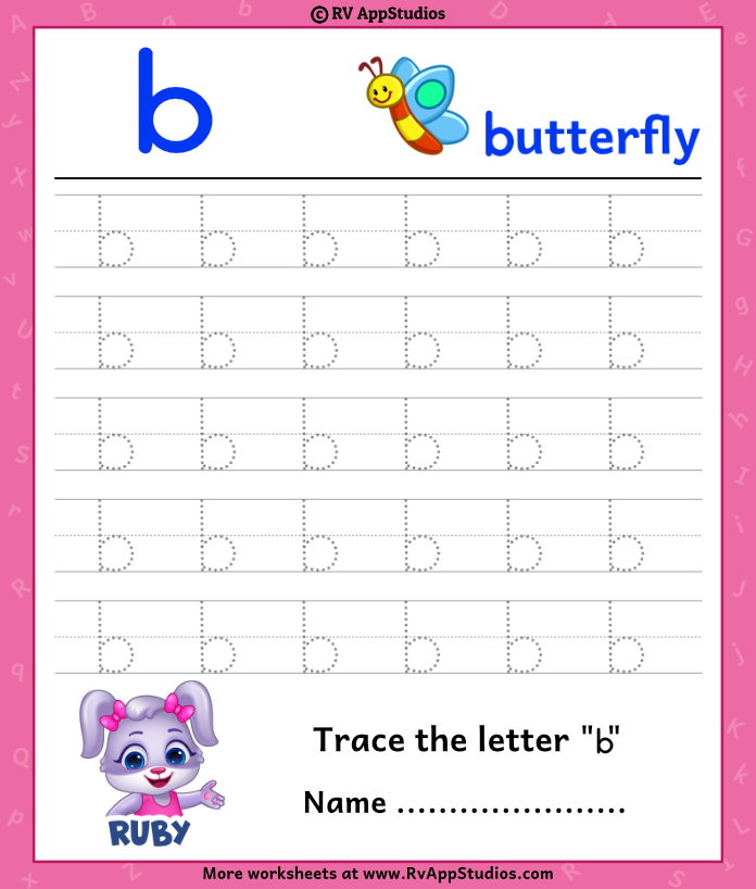 Lowercase Letter B Tracing Worksheets Trace Small Letter B Worksheet 