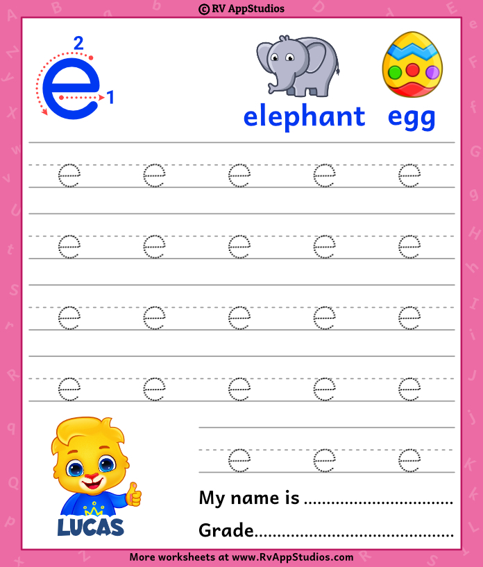 Lowercase Letter E Tracing Worksheets Trace Small Letter E Worksheet