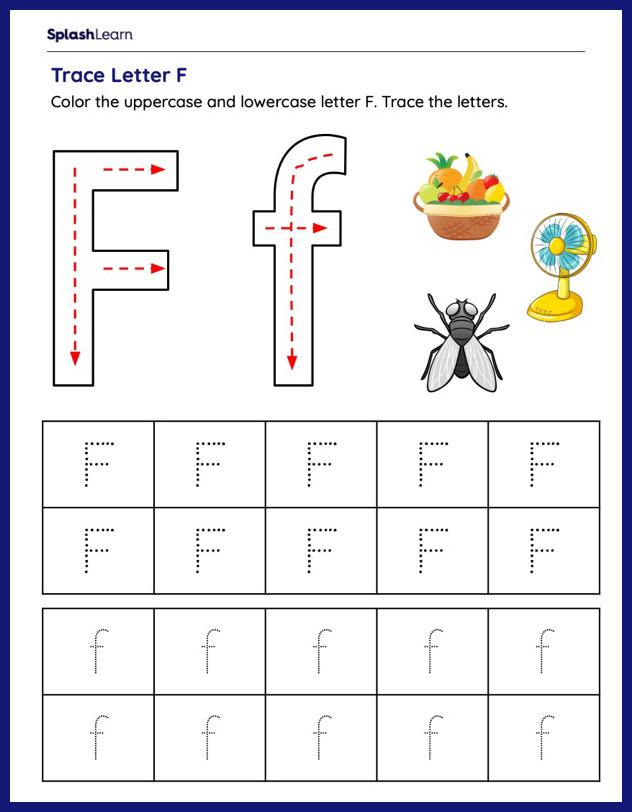 Lowercase Letter F Tracing Worksheets Trace Small Letter F Worksheet 