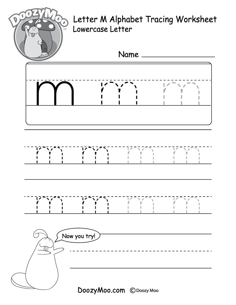 Lowercase Letter m Tracing Worksheet Doozy Moo